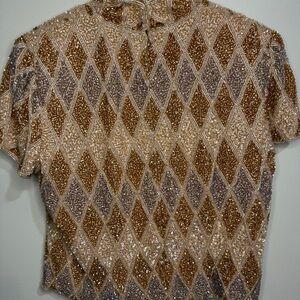 Adrianna Papell Silk Beaded Top